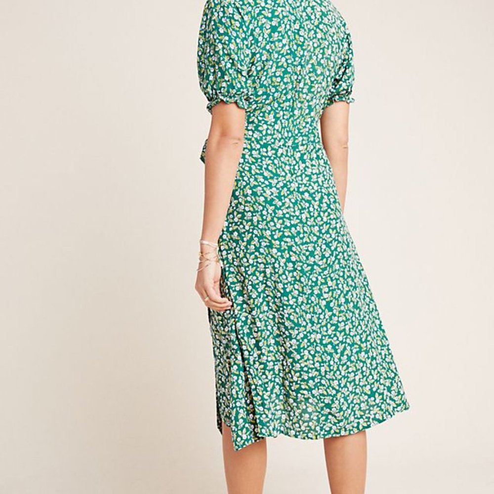 Faithfull The Brand x Anthropologie  Farah Midi Dress Green Floral - Picture 2 of 4